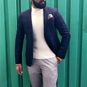 Navy Wool Blend Blazer | XS